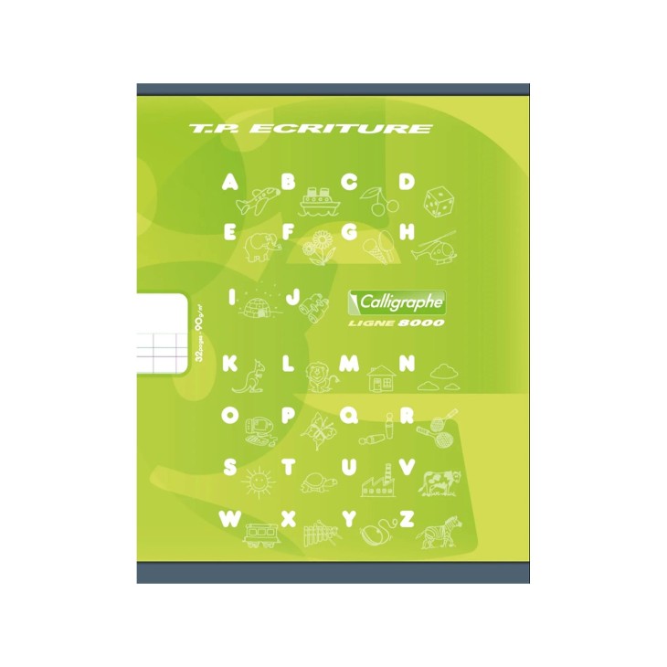 8000: cahier d'écriture agrafé ligné DL 4mm -vert- 32 pages (17x22cm) CLAIREFONTAINE