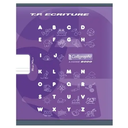 8000: cahier d'écriture agrafé ligné DL 5mm -violet- 32 pages (17x22cm) CLAIREFONTAINE