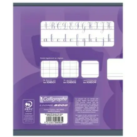 8000: cahier d'écriture agrafé ligné DL 5mm -violet- 32 pages (17x22cm) CLAIREFONTAINE