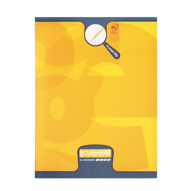 8000: cahier d'écriture agrafé seyès 2,5mm -jaune- 32 pages (17x22cm) CLAIREFONTAINE