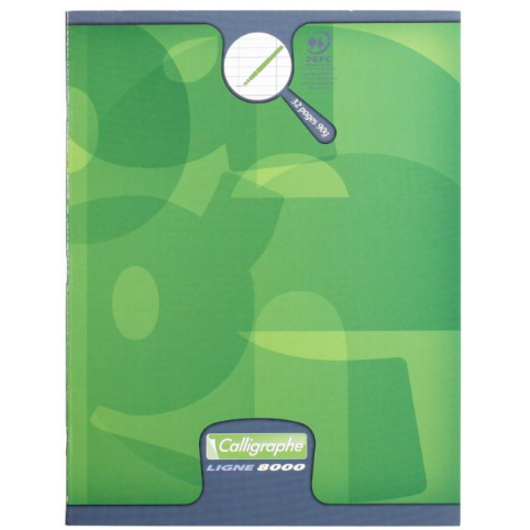 8000: cahier d'écriture agrafé seyès 4mm -vert- 32 pages (17x22cm) CLAIREFONTAINE