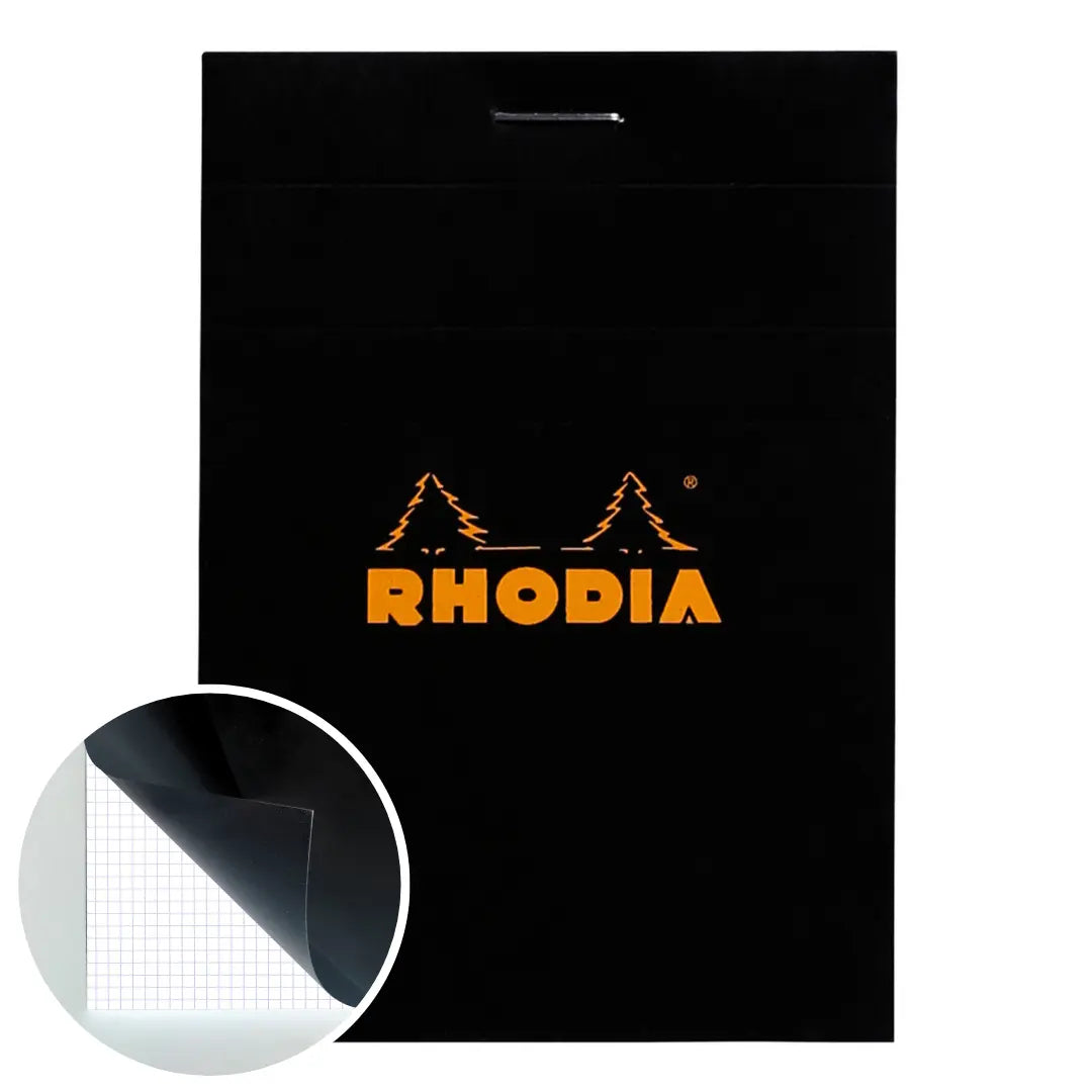 Bloc-notes N°11 agrafé 5/5 -noir- A7. 80 feuilles (7.4x10.5cm) RHODIA