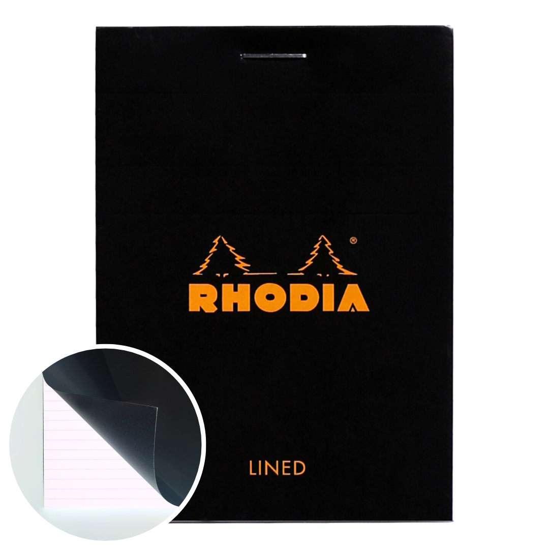 Bloc-notes N°11 agrafé ligné -noir- A7. 80 feuilles (7.4x10.5cm) RHODIA
