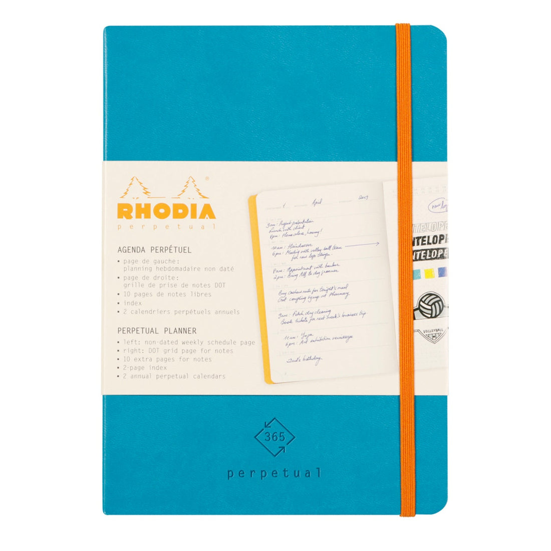 Rhodiarama Agenda Perpétuel 90G. 64S. 5.75X8.25-Turquoise RHODIA
