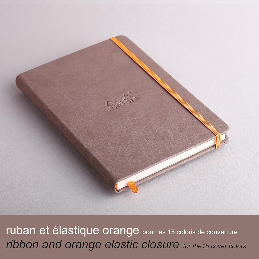 Carnet rembordé rigide ligné -taupe- A5. 192 pages (14.8x21cm) RHODIA