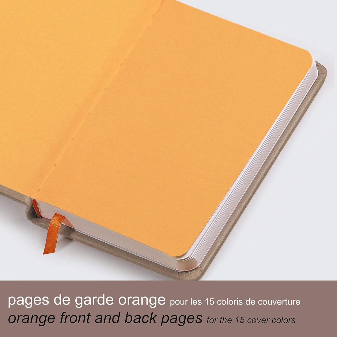 Carnet rembordé rigide ligné -taupe- A5. 192 pages (14.8x21cm) RHODIA