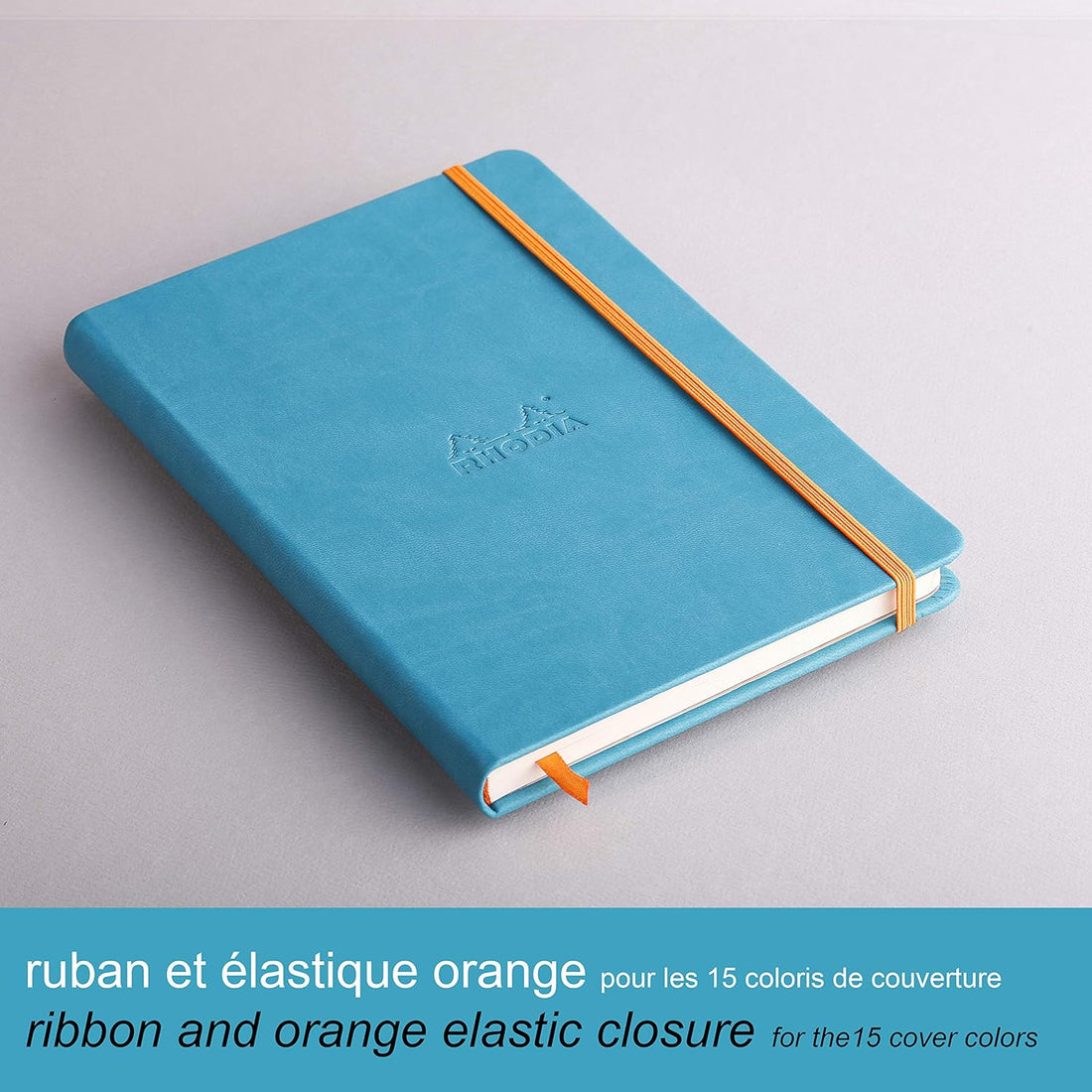 Carnet rembordé rigide ligné -turquoise- A5. 192 pages (14.8x21cm) RHODIA