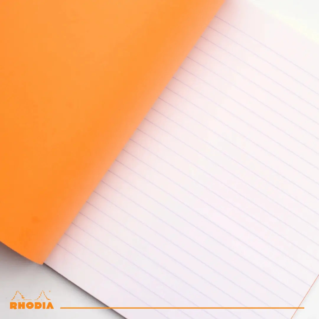 Cahier agrafé ligné -orange- A4. 48 pages (21x29.7cm) RHODIA