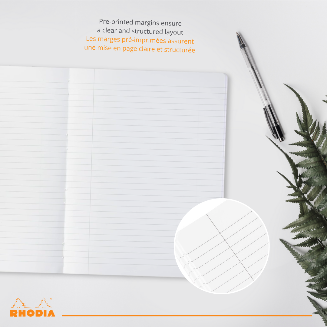 Livre de composition dos cousu ligné+M -black- A5. 160 pages (14.8x21cm) RHODIA