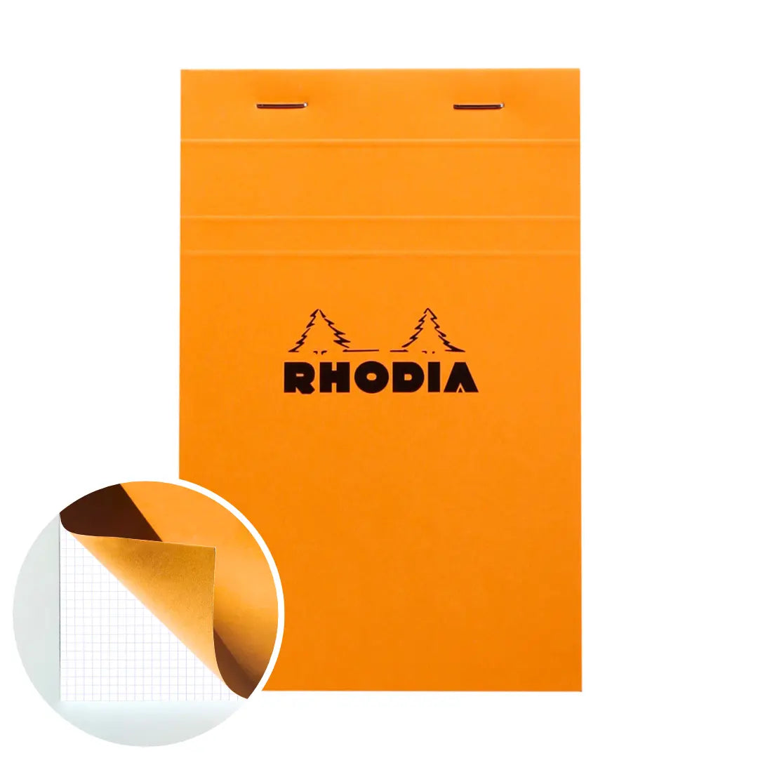 Bloc-notes N°14 agrafé 5/5 -orange- 80 feuilles (11x17cm) RHODIA