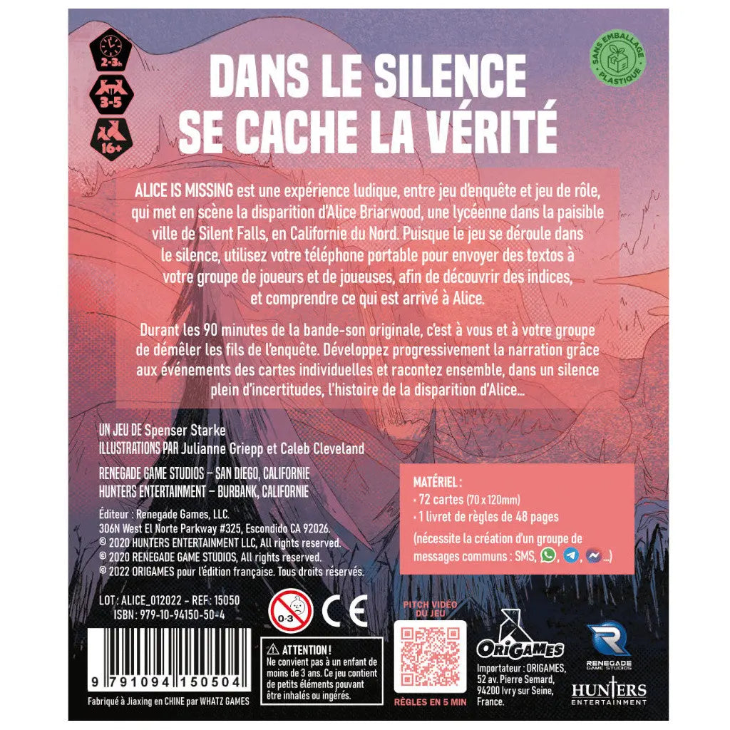 ALICE IS MISSING (FR) ORIGAMES