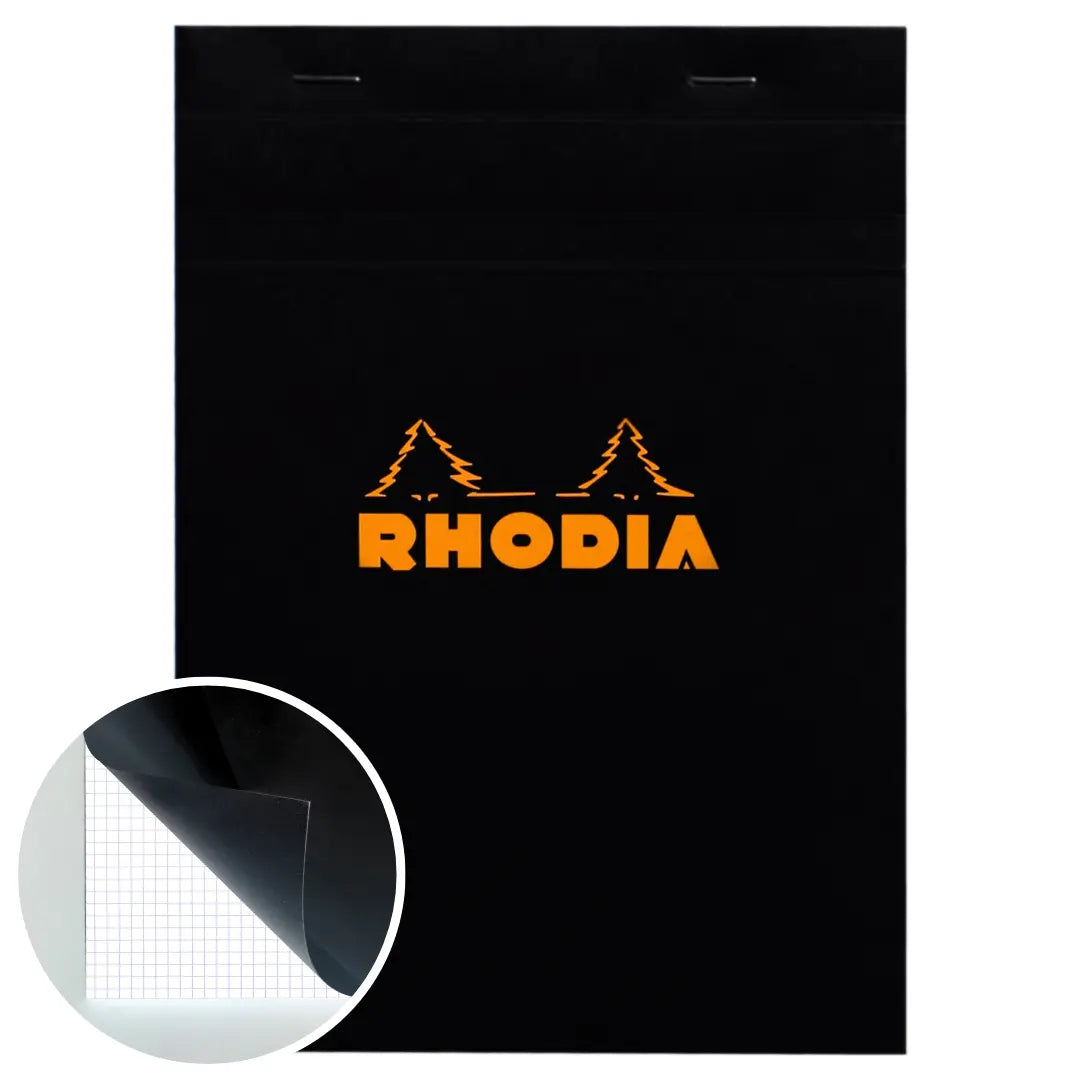 Bloc-notes N°16 agrafé 5/5 -noir- A5. 80 feuilles (14.8x21cm) RHODIA