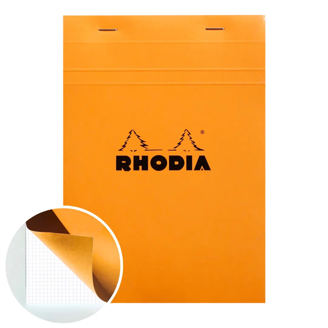 Bloc-notes N°16 agrafé 5/5 -orange- A5. 80 feuilles (14.8x21cm) RHODIA