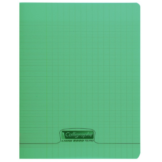 8000: cahier polypro agrafé seyès -vert- 32 pages (17x22cm) CLAIREFONTAINE