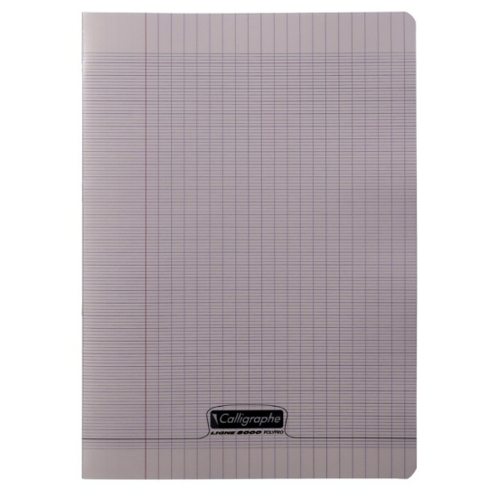 8000: cahier polypro agrafé seyès -gris- A4. 48 pages (21x29.7cm) CLAIREFONTAINE