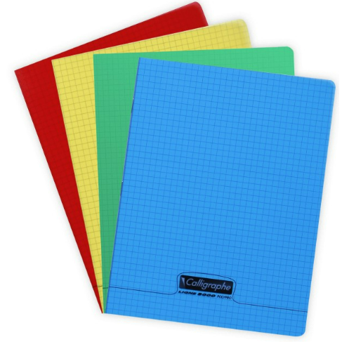8000: cahier polypro agrafé 5/5 -assortis- 96 pages (17x22cm) CLAIREFONTAINE