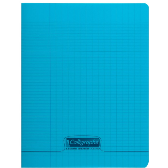 8000: cahier polypro agrafé seyès -bleu- 60 pages (17x22cm ) CLAIREFONTAINE