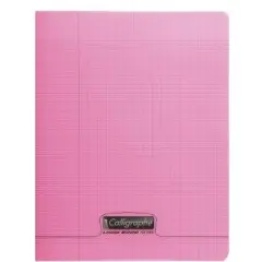 8000: cahier polypro agrafé seyès -rose-  96 pages (17x22cm) CLAIREFONTAINE
