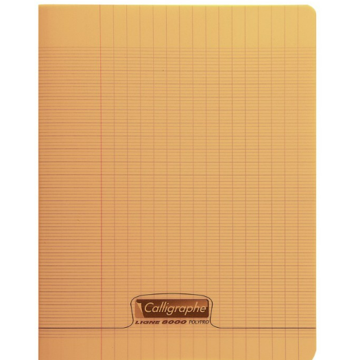 8000: cahier polypro agrafé seyès -orange-  96 pages (17x22cm) CLAIREFONTAINE