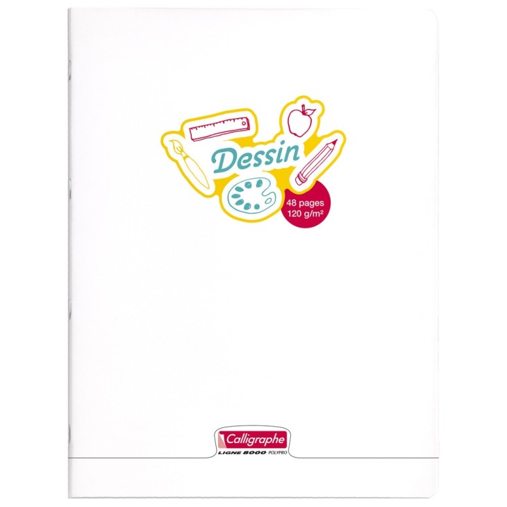8000: cahier dessin polypro agrafé vierge -incolore- 48 pages (24x32cm) CLAIREFONTAINE
