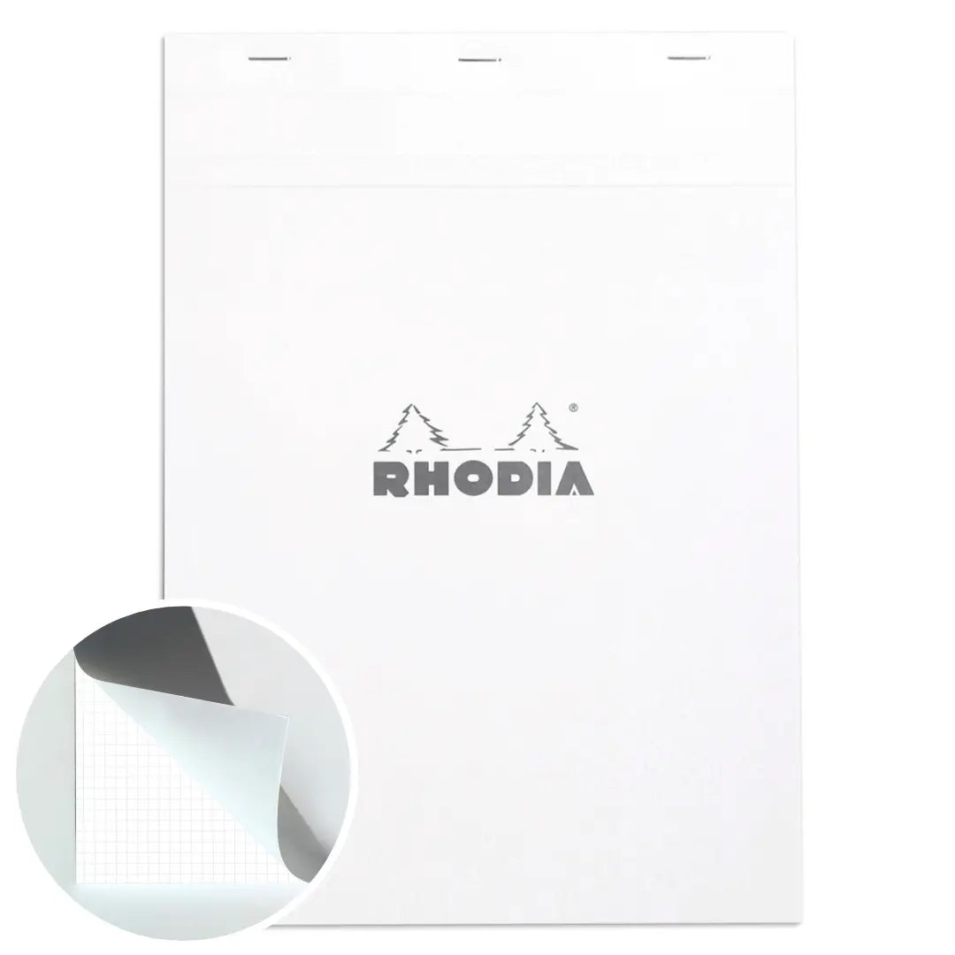 Bloc-notes N°18 agrafé 5/5 -blanc- A4. 80 feuilles  (21x29.7cm) RHODIA