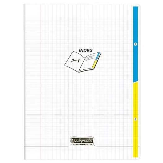 8000: cahier 2 index polypro agrafé seyès -incolore- 96 pages (24x32cm) CLAIREFONTAINE