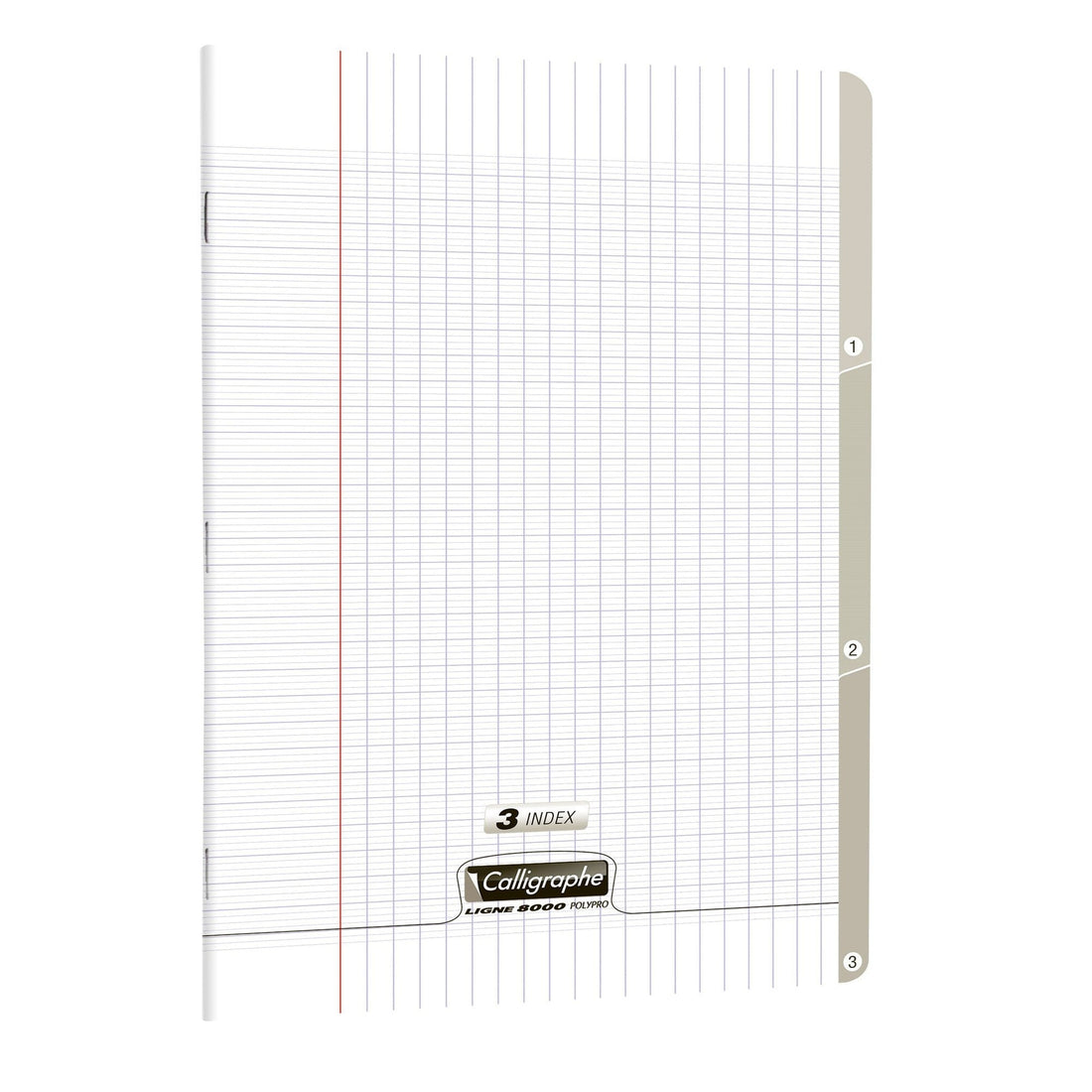8000: cahier 3 index polypro agrafé seyès -incolore- A4. 96 pages (21x29.7cm) CLAIREFONTAINE