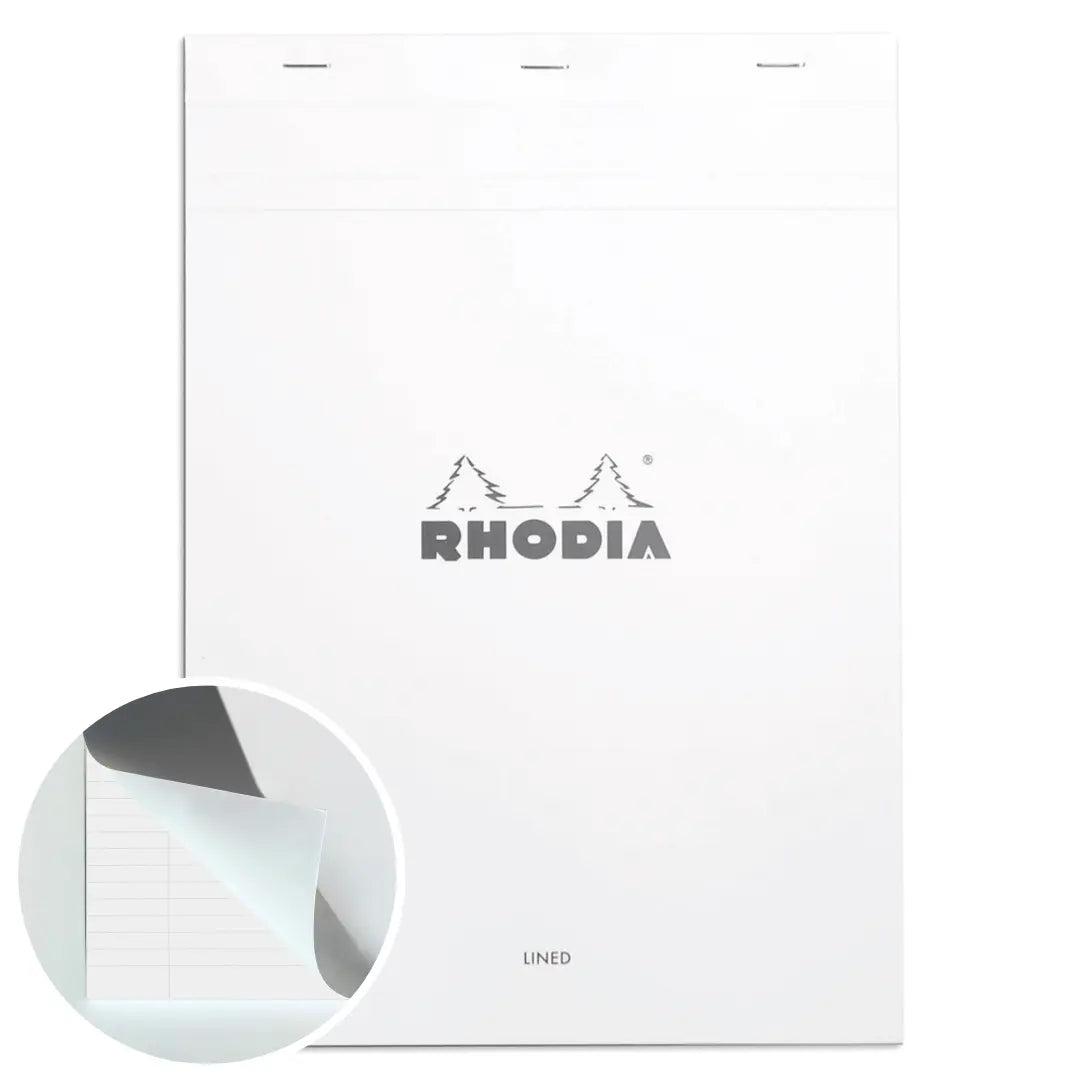 Bloc-notes N°18 agrafé ligné+M -blanc- A4. 80 feuilles  (21x29.7cm) RHODIA