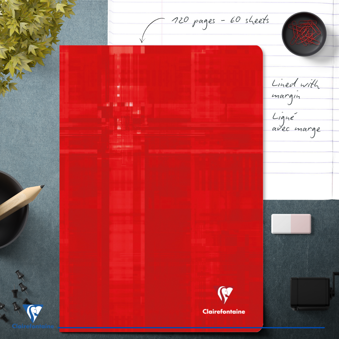 Cahier agrafé ligné+M -assortis- A4. 120 pages (21x29.7cm) CLAIREFONTAINE