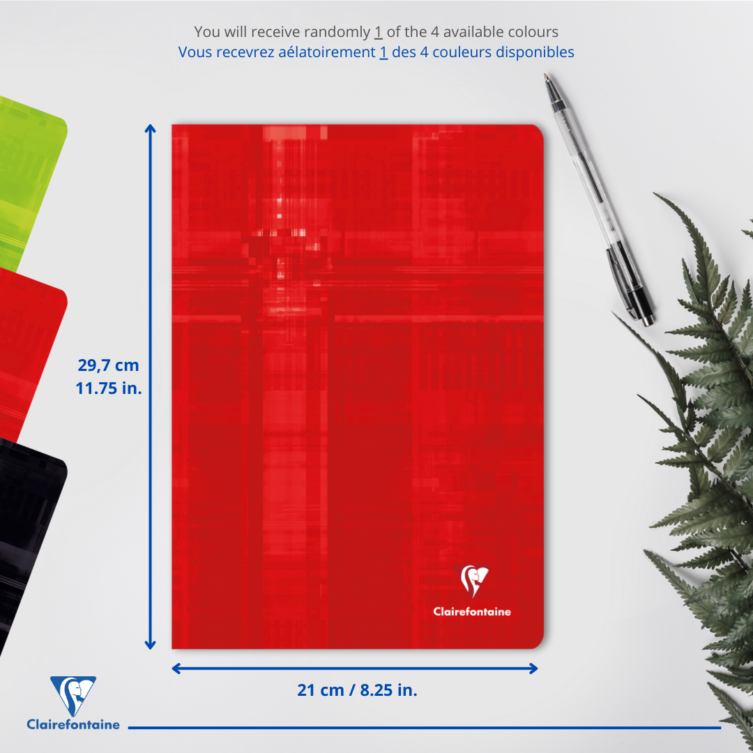 Cahier agrafé ligné+M -assortis- A4. 120 pages (21x29.7cm) CLAIREFONTAINE