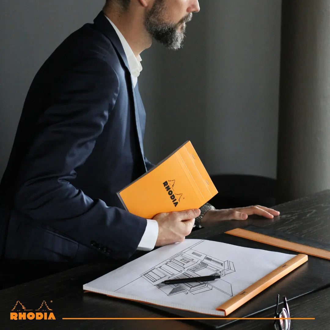 Bloc-notes N°38 agrafé 5/5 -orange- A3+. 80 feuilles  (42x31.8cm) RHODIA