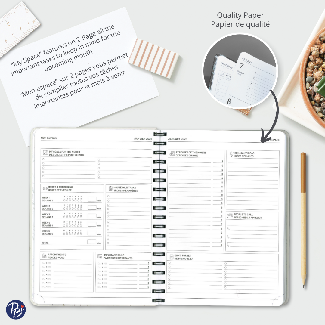 AGENDA ANNUEL 2026- FLEURS ABSTRAIT PBI AGENDA