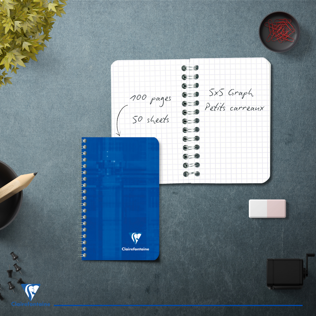 Carnet reliure intégrale 5/5 -assortis- 100 pages (7.5x12cm) CLAIREFONTAINE