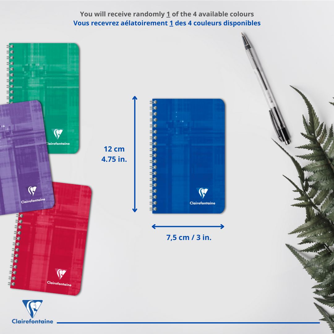 Carnet reliure intégrale 5/5 -assortis- 100 pages (7.5x12cm) CLAIREFONTAINE