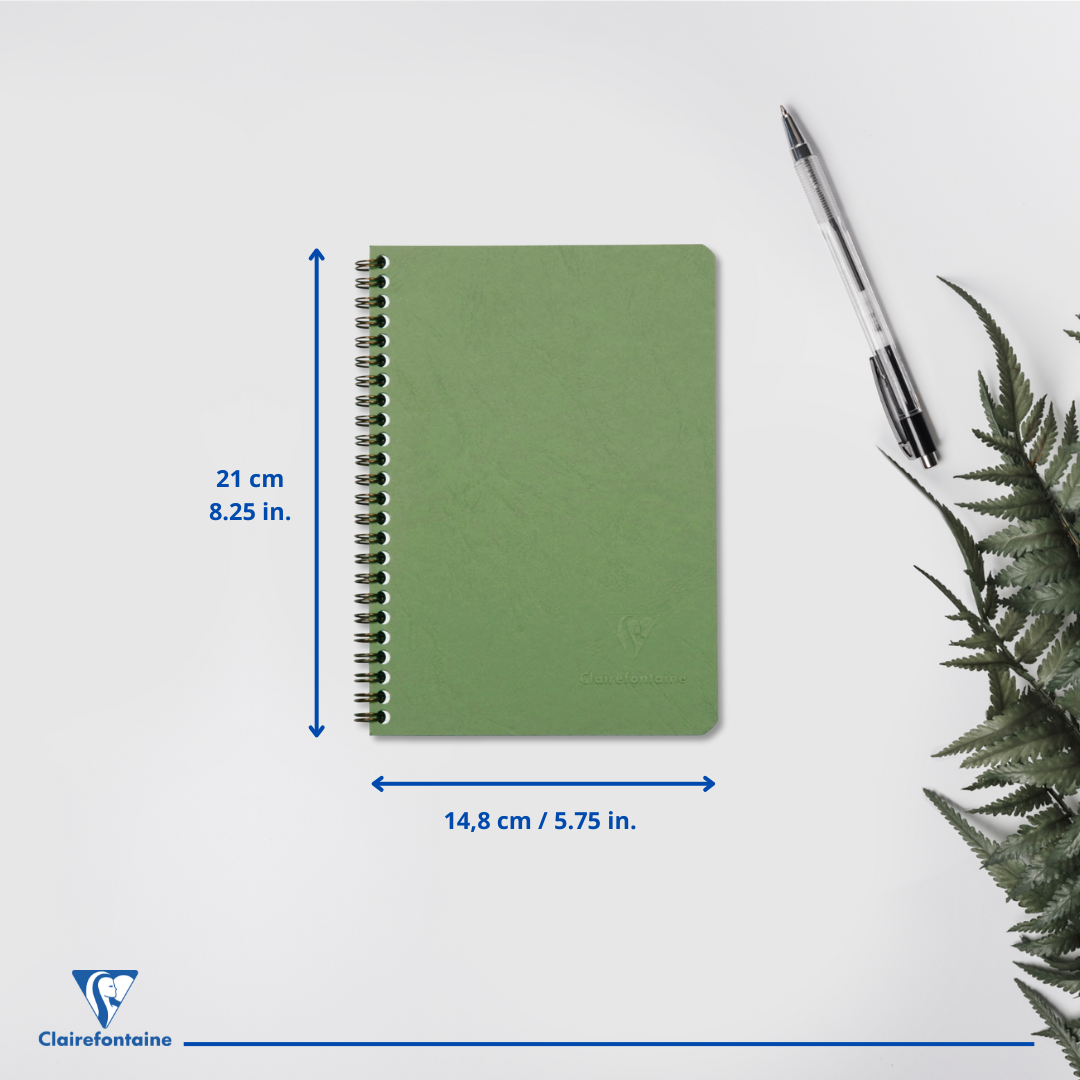 Age-bag cahier reliure intégrale ligné -vert- A5. 100 pages (14.8x21cm) CLAIREFONTAINE