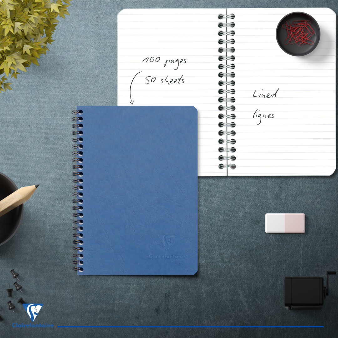 Age-bag cahier reliure intégrale ligné -bleu- A5. 100 pages (14.8x21cm) CLAIREFONTAINE