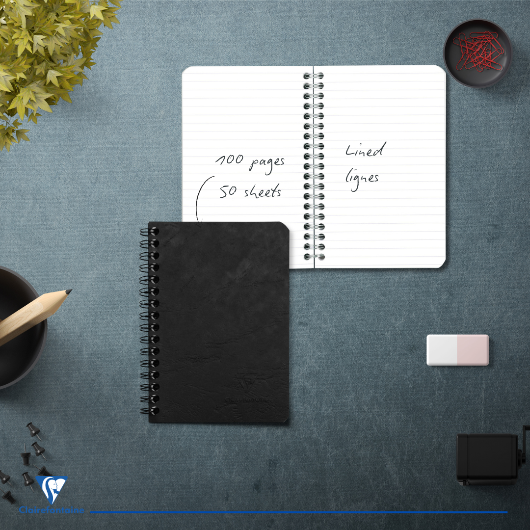 Age-bag cahier reliure intégrale ligné -noir- 100 pages (9x14cm) CLAIREFONTAINE
