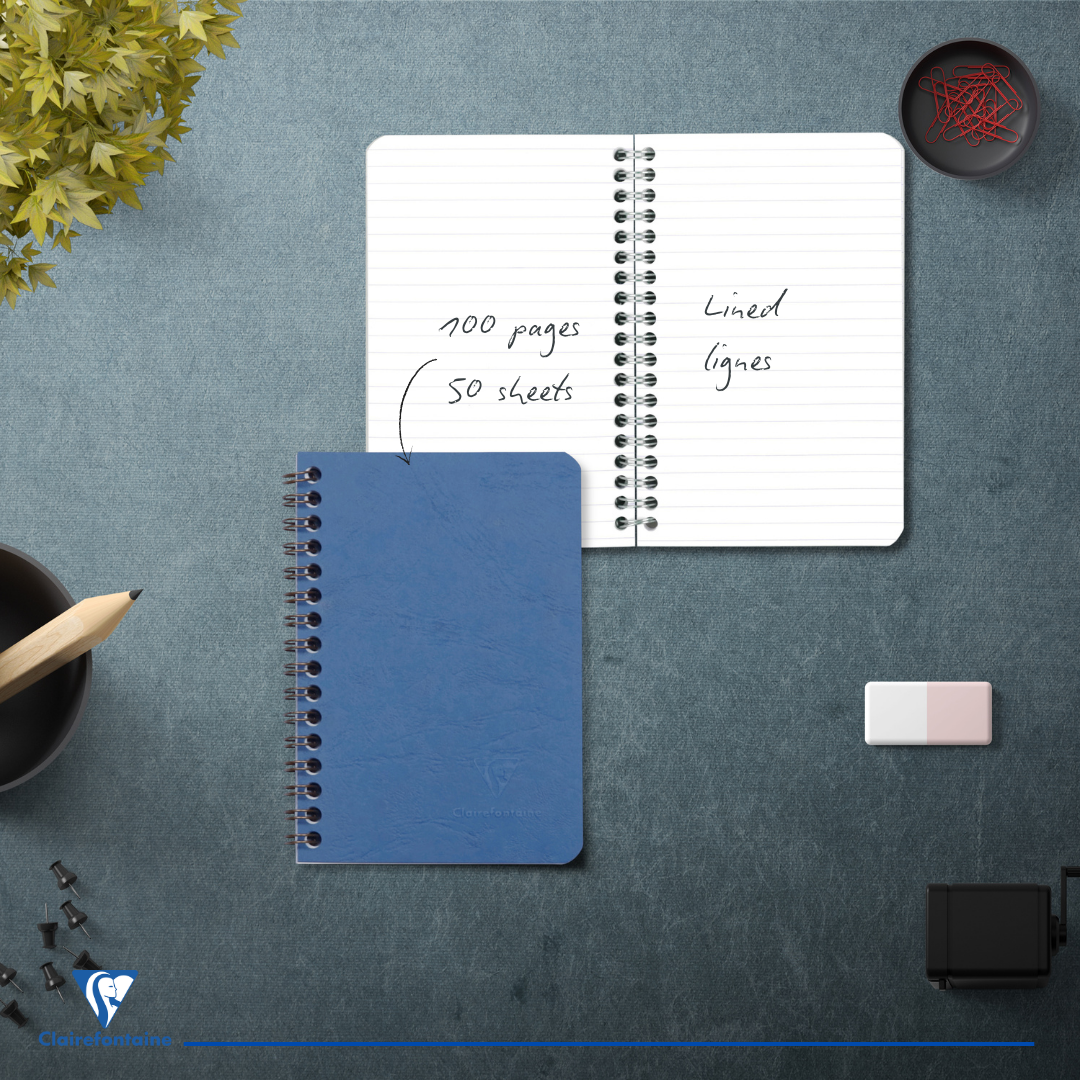 Age-bag cahier reliure intégrale ligné -bleu- 100 pages (9x14cm) CLAIREFONTAINE