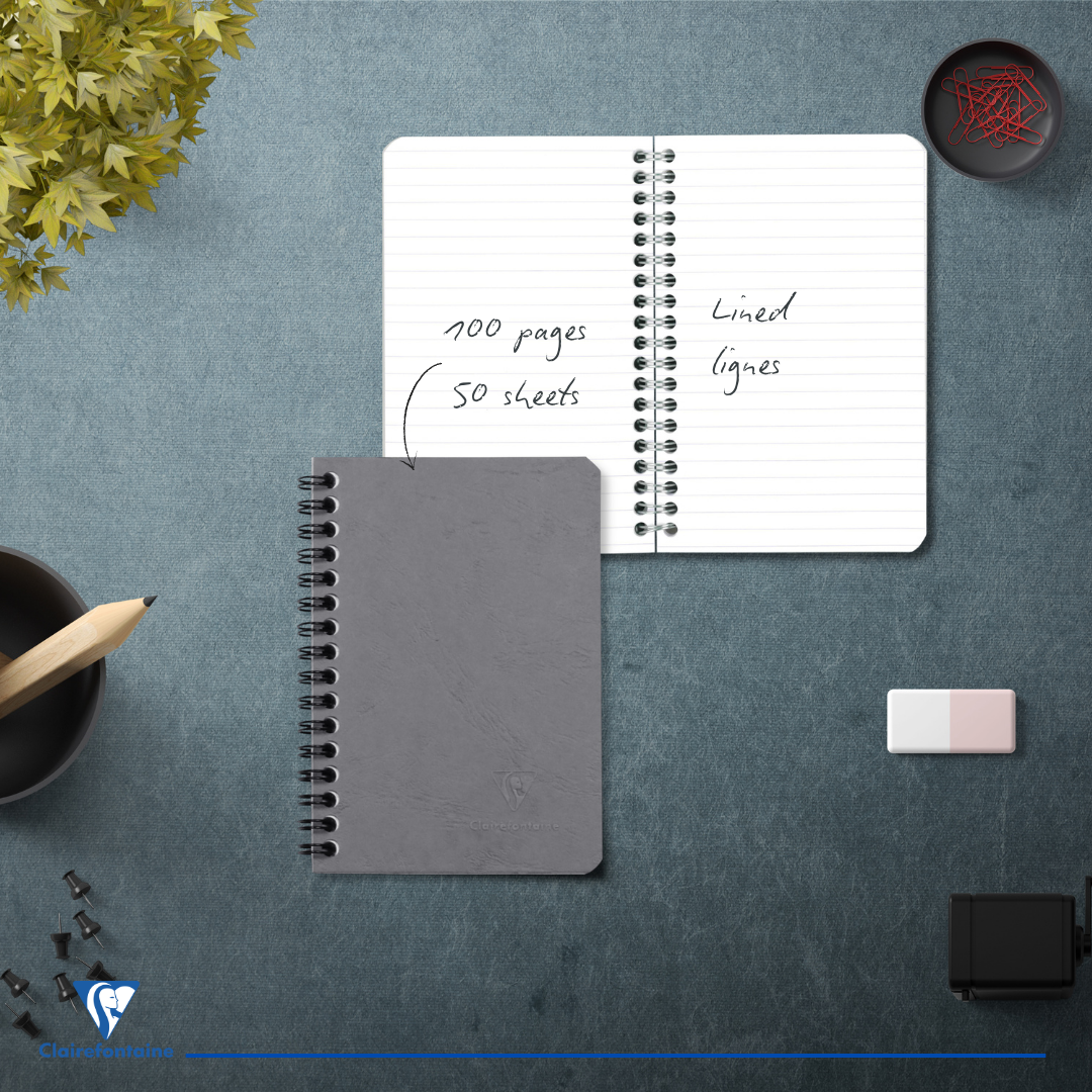 Age-bag cahier reliure intégrale ligné -gris- 100 pages (9x14cm) CLAIREFONTAINE