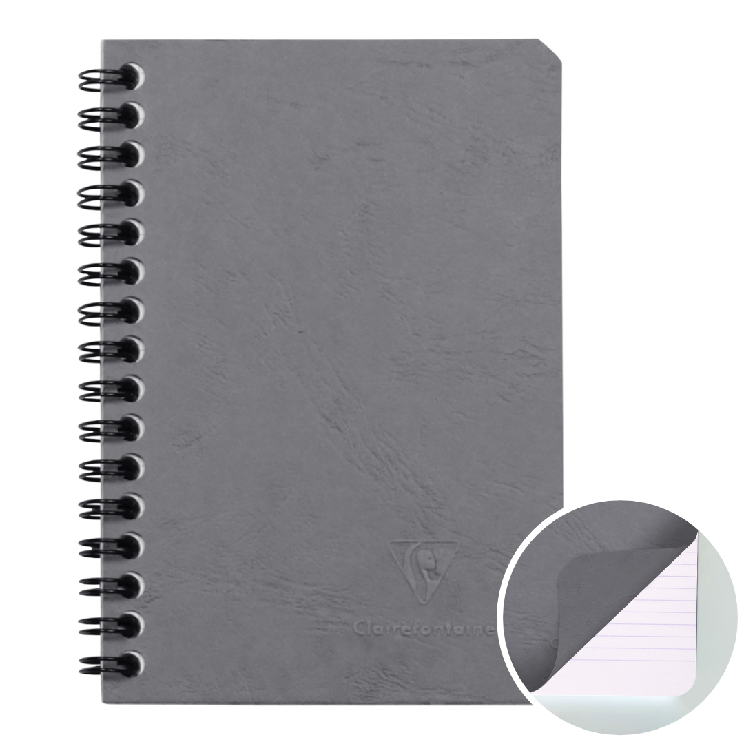 Age-bag cahier reliure intégrale ligné -gris- 100 pages (9x14cm) CLAIREFONTAINE