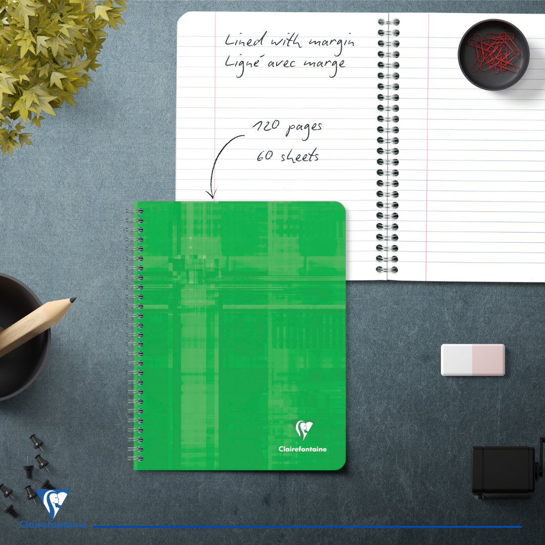 Cahier reliure intégrale ligné+M -assortis- A5+. 120 pages (16.5x21cm) CLAIREFONTAINE
