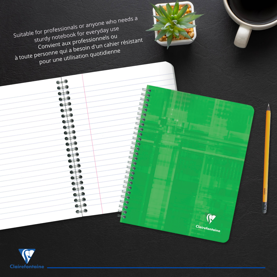 Cahier reliure intégrale ligné+M -assortis- A5+. 120 pages (16.5x21cm) CLAIREFONTAINE