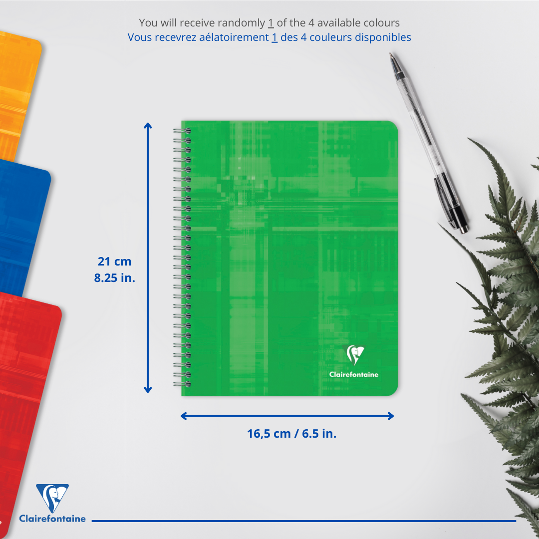 Cahier reliure intégrale ligné+M -assortis- A5+. 120 pages (16.5x21cm) CLAIREFONTAINE