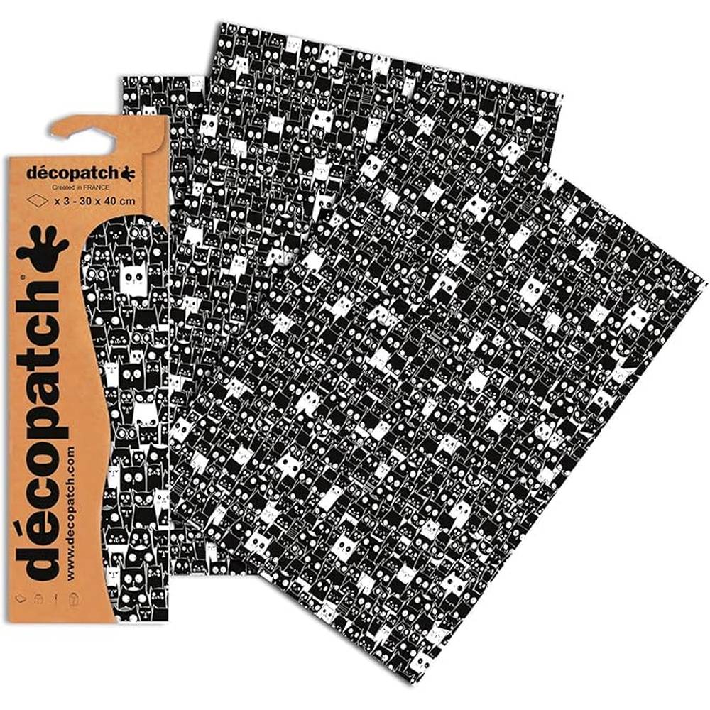 Papier imprimé  Noir - Chats DECOPATCH