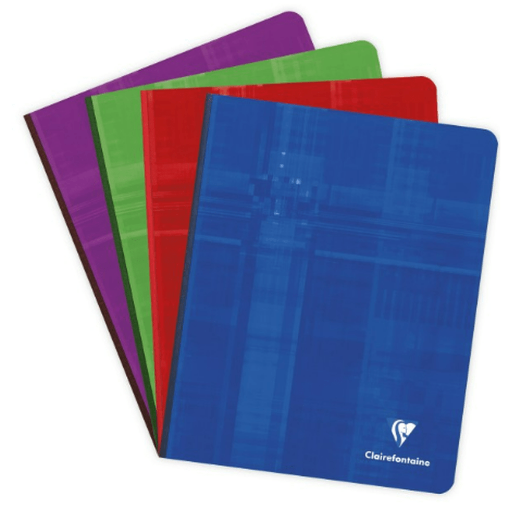 Cahier brochure dos toilé ligné+M -assortis- A5+. 192 pages (16.5x21cm) CLAIREFONTAINE