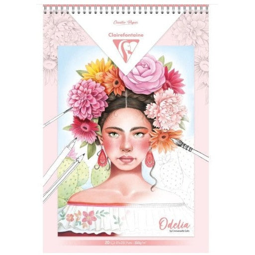 ODELIA, Bloc de coloriage multi-techniques de 20 feuilles A4 250g, Les femmes CLAIREFONTAINE