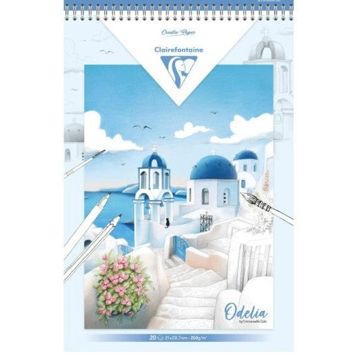 ODELIA, Bloc de coloriage multi-techniques de 20 feuilles A4 250g, Les villes CLAIREFONTAINE