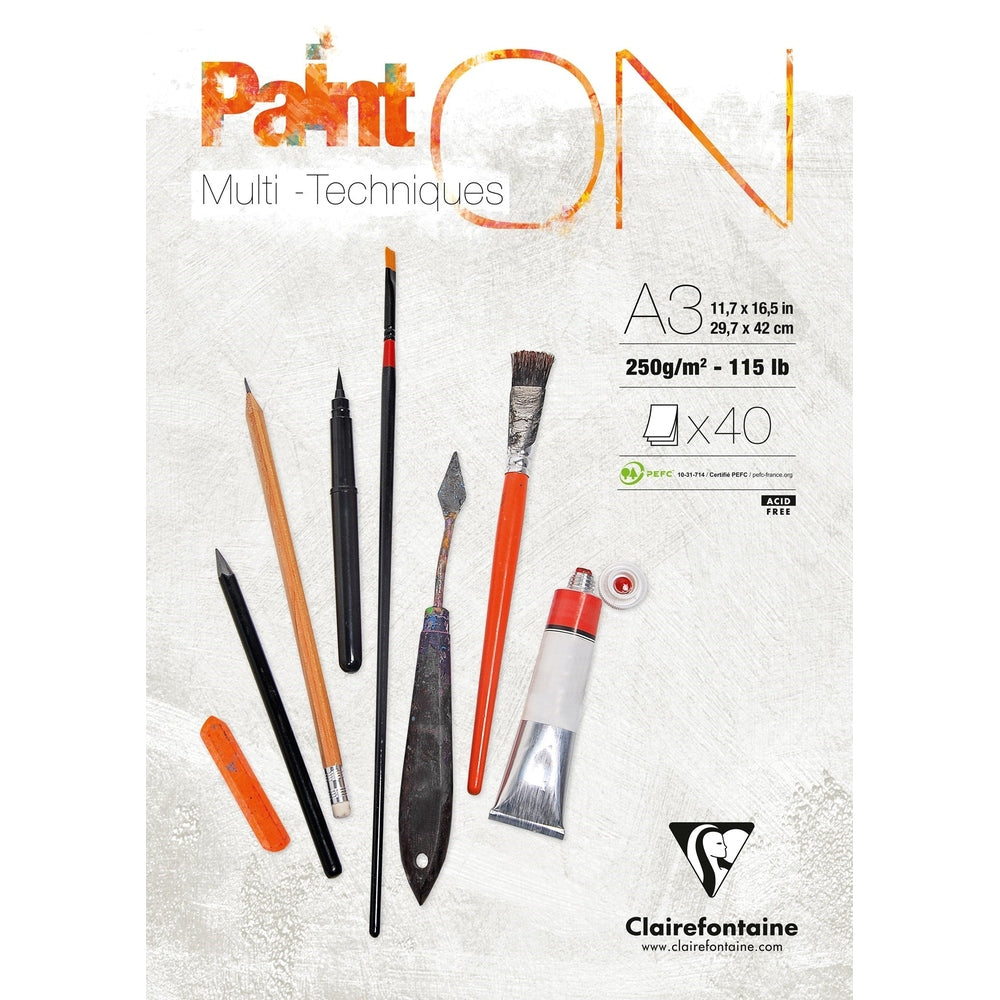 Paint'on - Peinture sur Multi Technic A3 250g  40S 29.7x42cm CLAIREFONTAINE