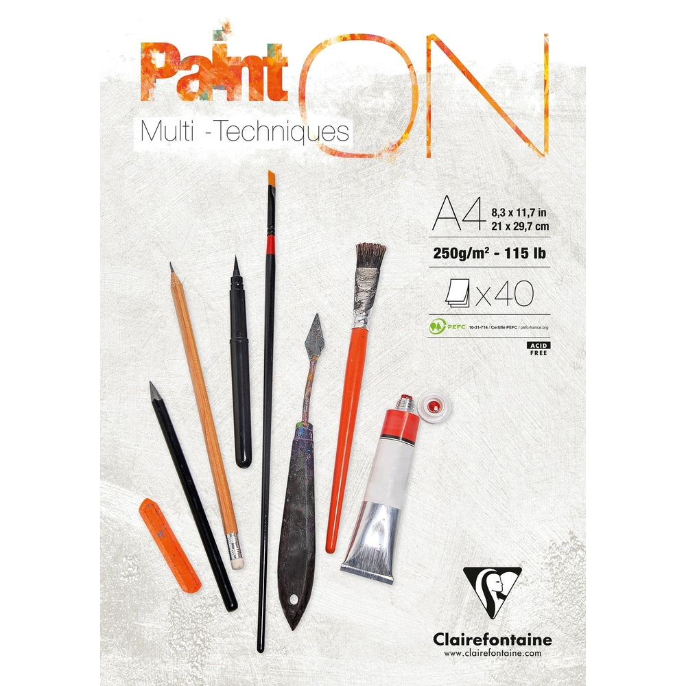 Paint'on - Peinture sur Multi Technic A4 250g  40S  21x29.7cm CLAIREFONTAINE