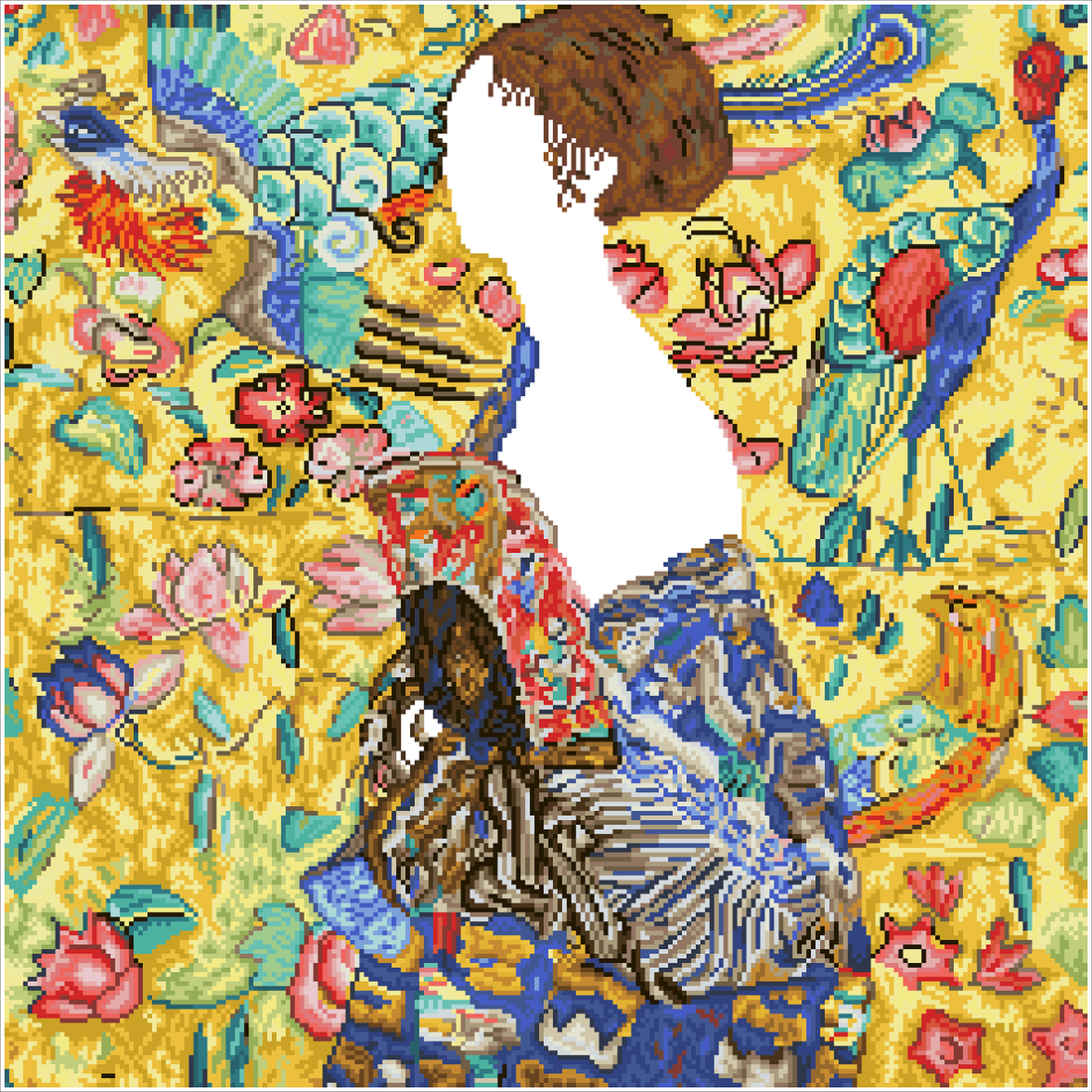 Dame à léventail (Klimt) 75X75 DIAMOND DOTZ